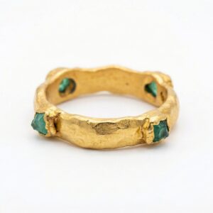 Anillo Igneo - 24k Gold Plated W/ Raw Colombian Emeralds
