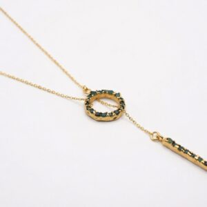 Collar Corbata 24k Gold Plated W/ Raw Colombian Emeralds