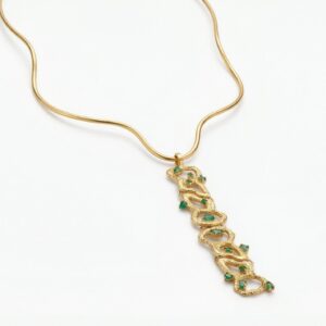 Chocker Mamga Corbata 24k Gold Plated W/ Raw Colombian Emeralds
