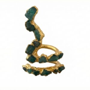 Earcuff Snake 24k Gold Plated W/ Raw Colombian Emeralds