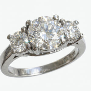 Round 1ct I SI2,  0.59tcw 3 Stone Engagement Platinum Ring .