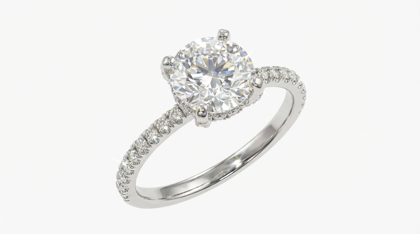 1.63ct Color F - VS2 - .75ct - 14k White Gold Ring GIA US8315072 .