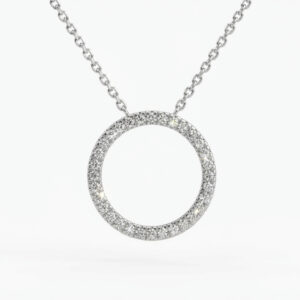 Diamond Circle Necklace in White Gold
