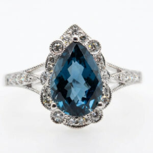 Blue Topaz Ring 2.00 Ct & 0.40 Ct Diamond Sk050