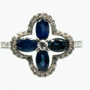Sapphire  1.40 Ct & 0.35 Ct Diamond 14 K W Ring