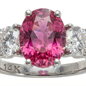Rubellite Ring 14K W 1.00 Ct Diamond 2.50 Ct Rubellite