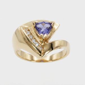Tanzanite 0.50 Ct 0.15 Diamnd 14K Yellow Gold