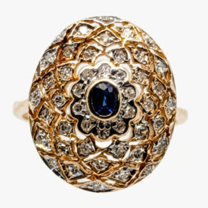 Sapphaire Ring 14 K Y 1.00 Ct Diamond  & 0.10 Ct Sapphaire