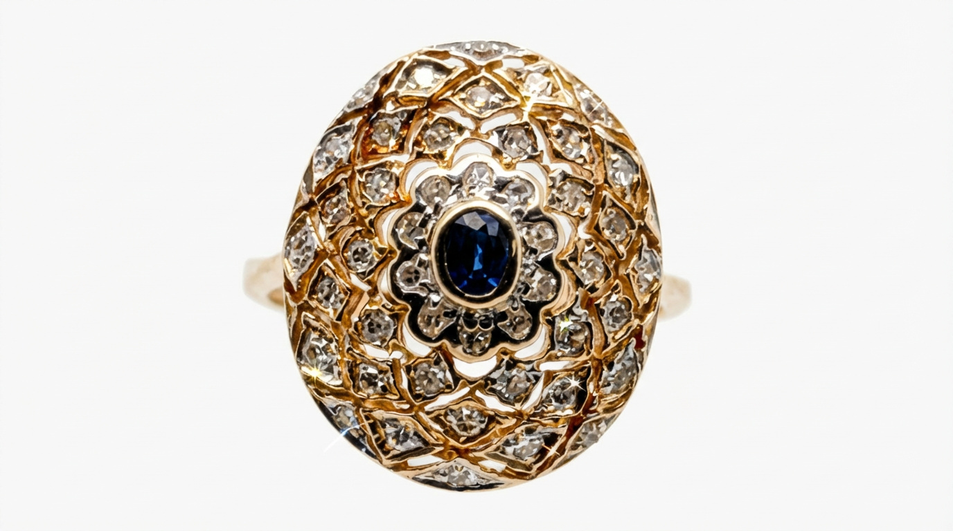 Sapphire 1.60 Ct & 1.00 Ct Diamond Ring