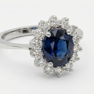 Blue Sapphaire Ring 1.00 Ct Diamond & 2.00 Ct Sapphaire