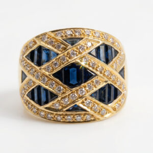 1.50  Ct Sapphaire & 1.50 Ct Diamond 18 K Y _ Sk064