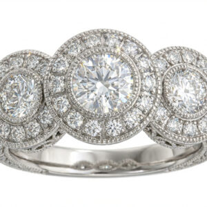 VS2 H-  3=.85ct - 1.5Twt - Palladium Diamond Ring Bezel Antique .